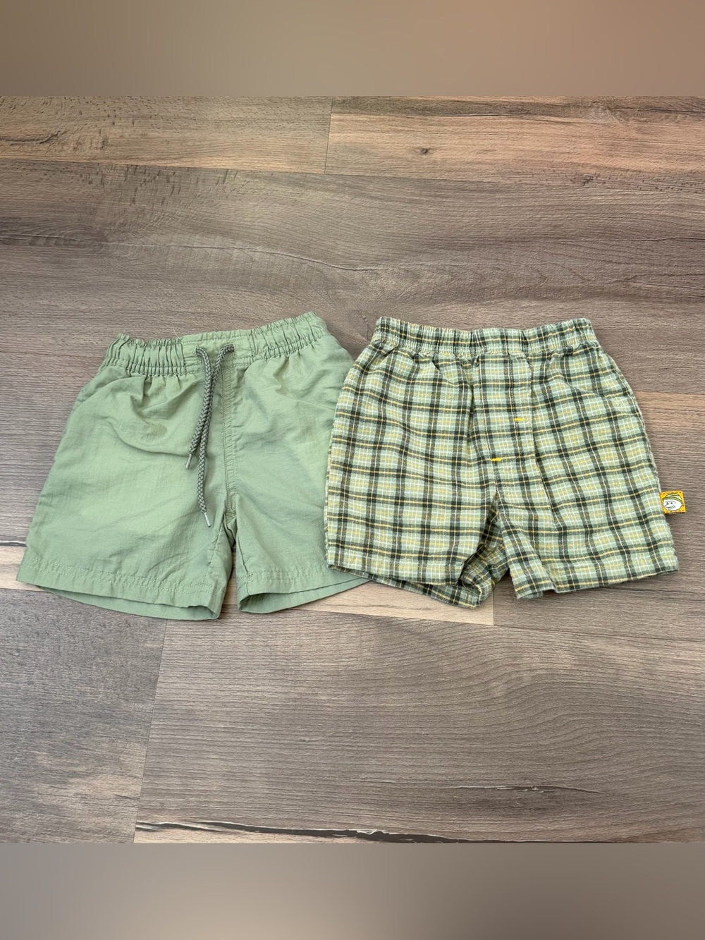 Y2K Sesame Street Green Plaid & Green Nylon Shorts Bundle Sized 12-18 Months